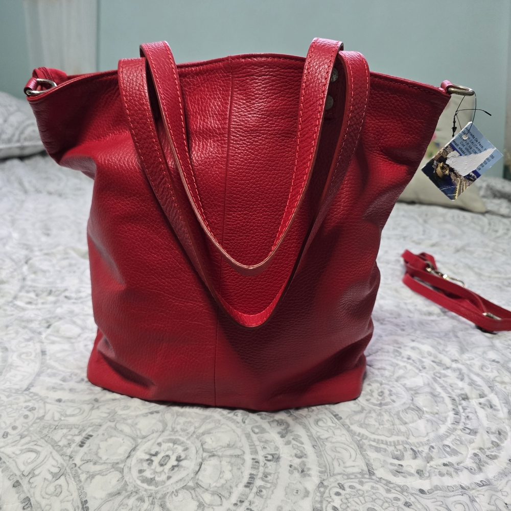 Elegant Red Leather Tote